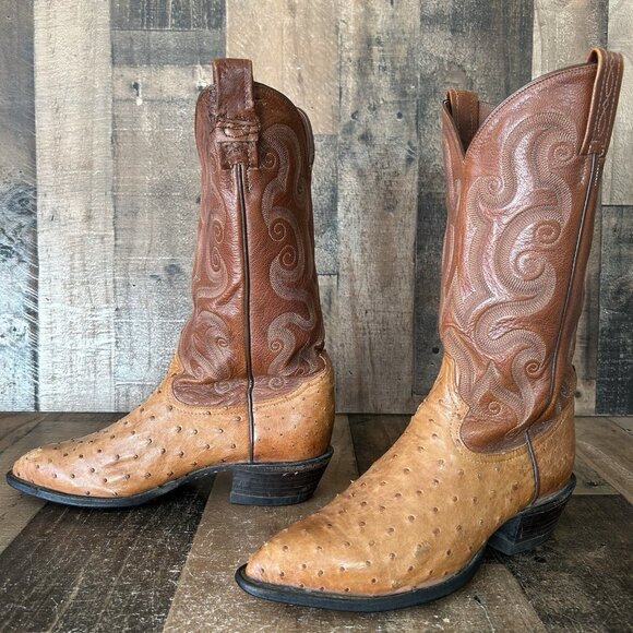 Tony Lama Vintage Full Quill Ostrich Cowboy Boots Mens 8 D - Picture 12 of 12